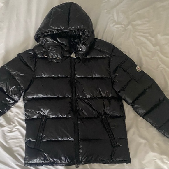 Moncler Glossy Black Hooded Puffer Jacket - Picture 1 of 11